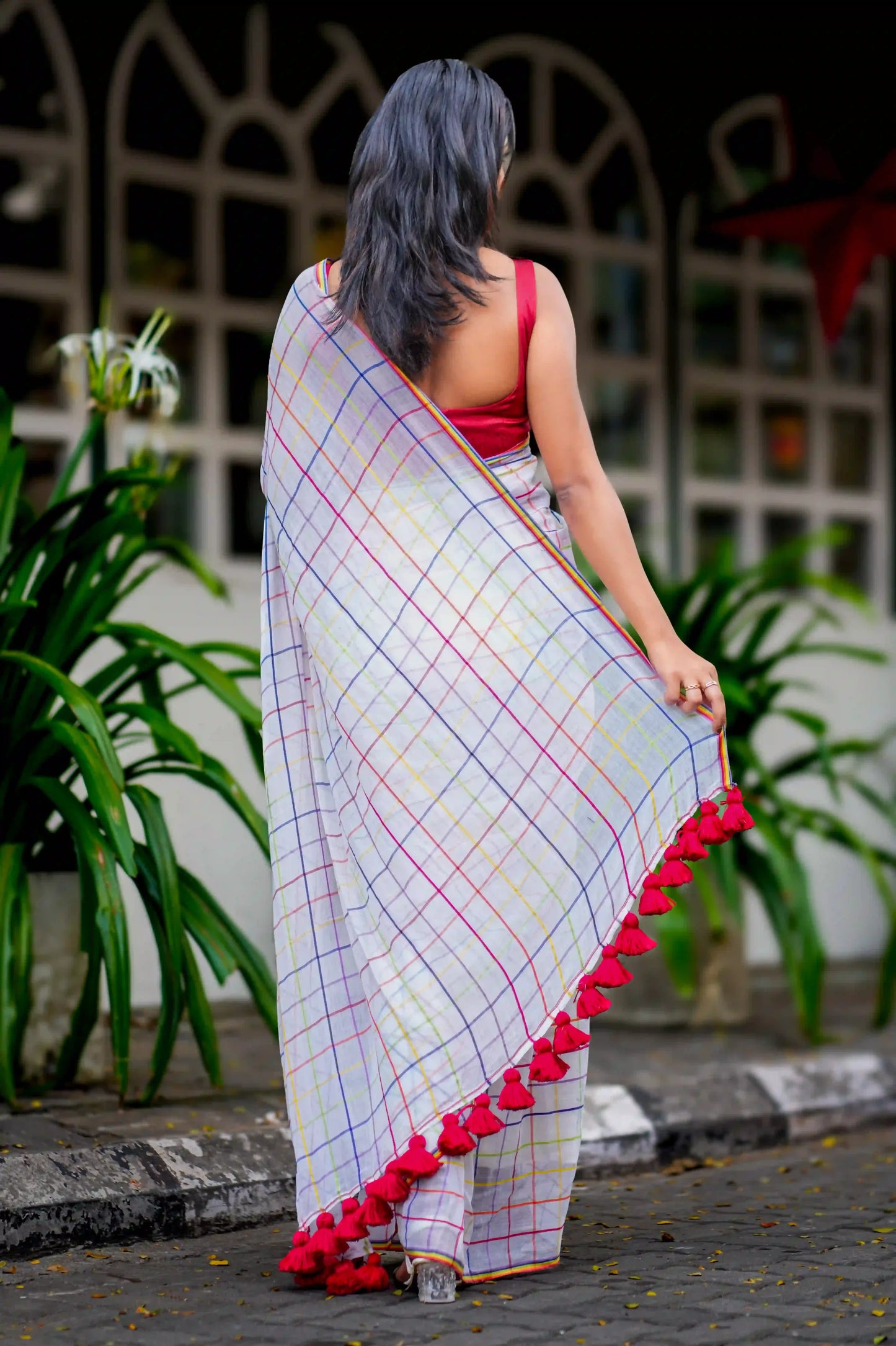 Rainbow Checks Cotton Saree