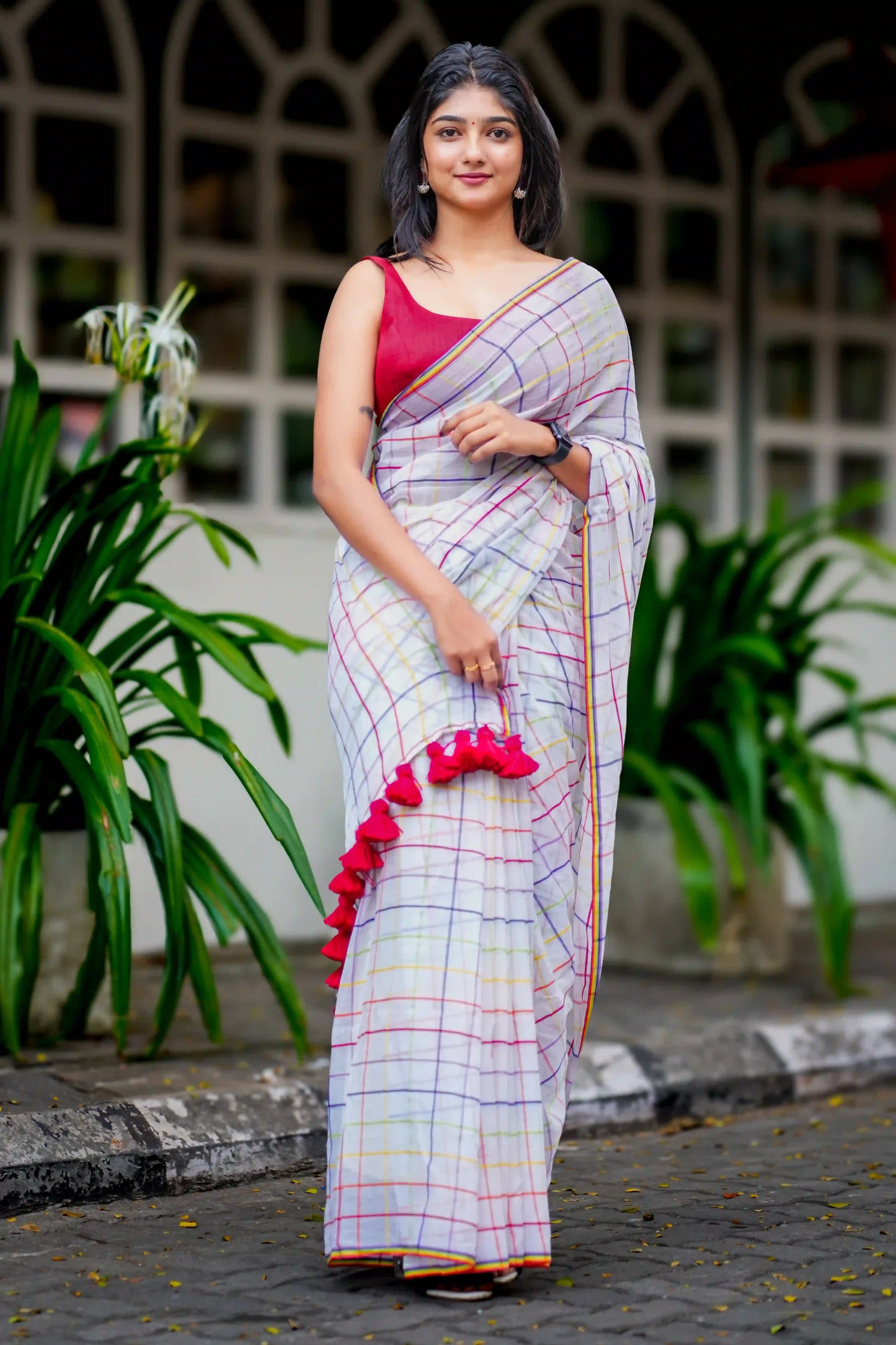 Rainbow Checks Cotton Saree