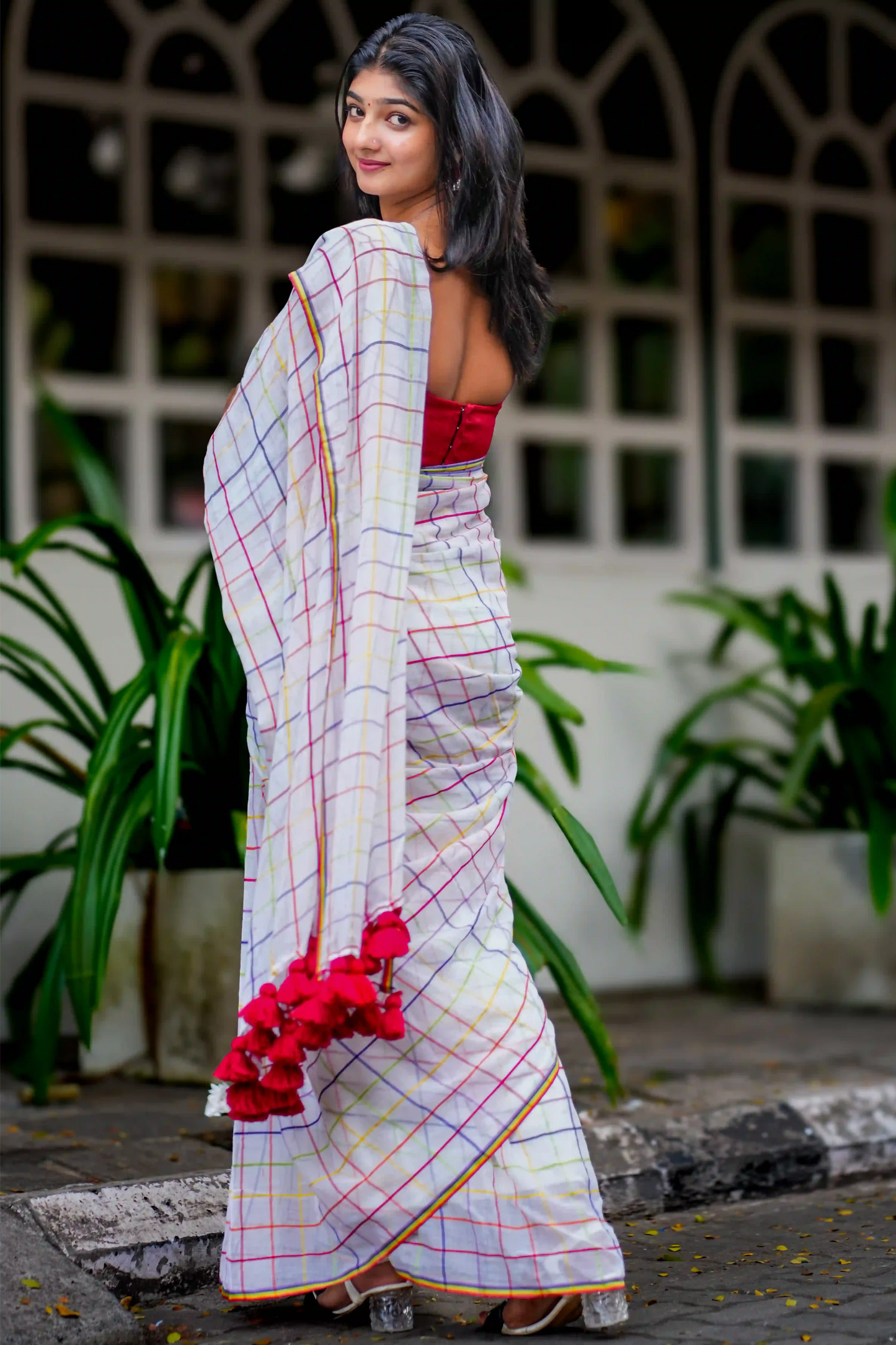 Rainbow Checks Cotton Saree