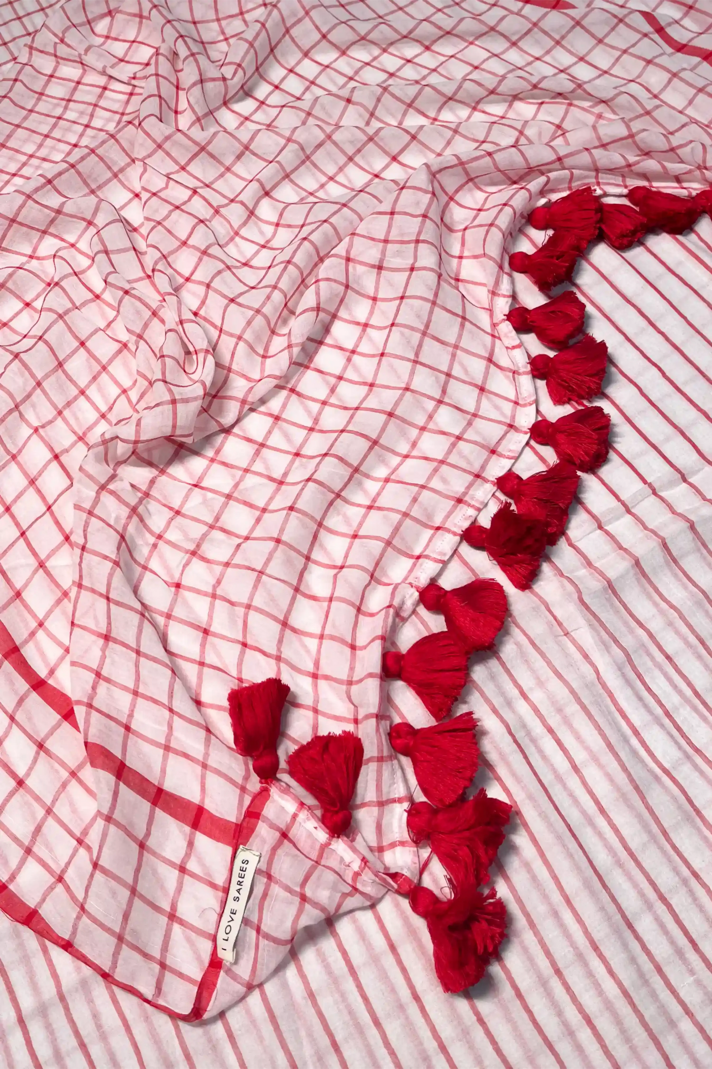 Scarlet Checks Cotton Saree