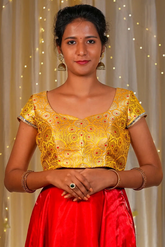 Golden Hour Banarasi Cap Sleeve Blouse