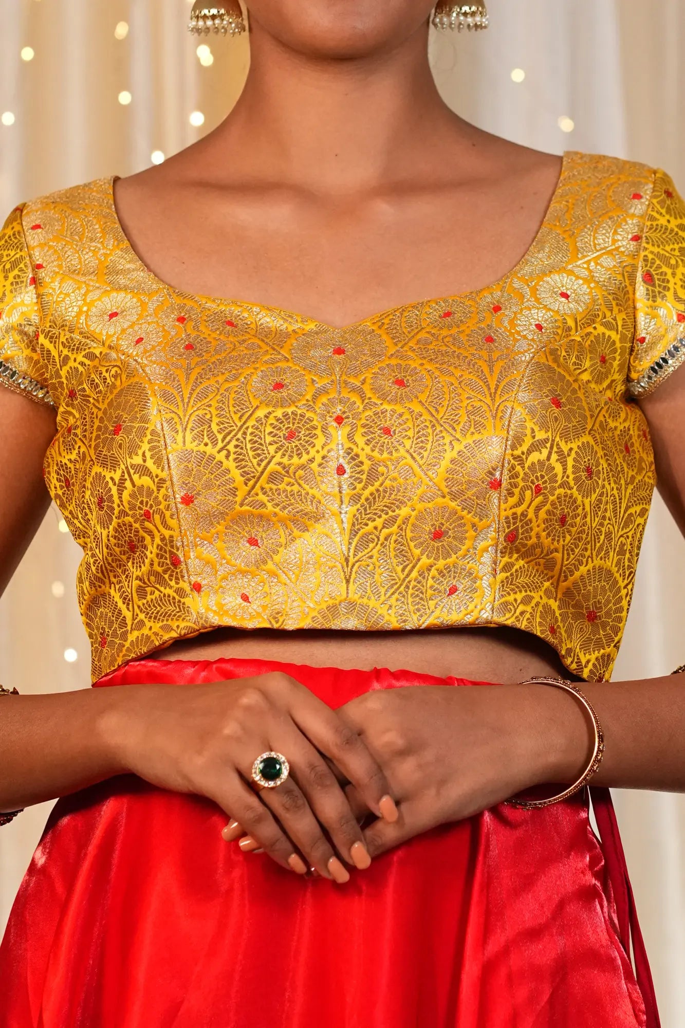 Golden Hour Banarasi Cap Sleeve Blouse