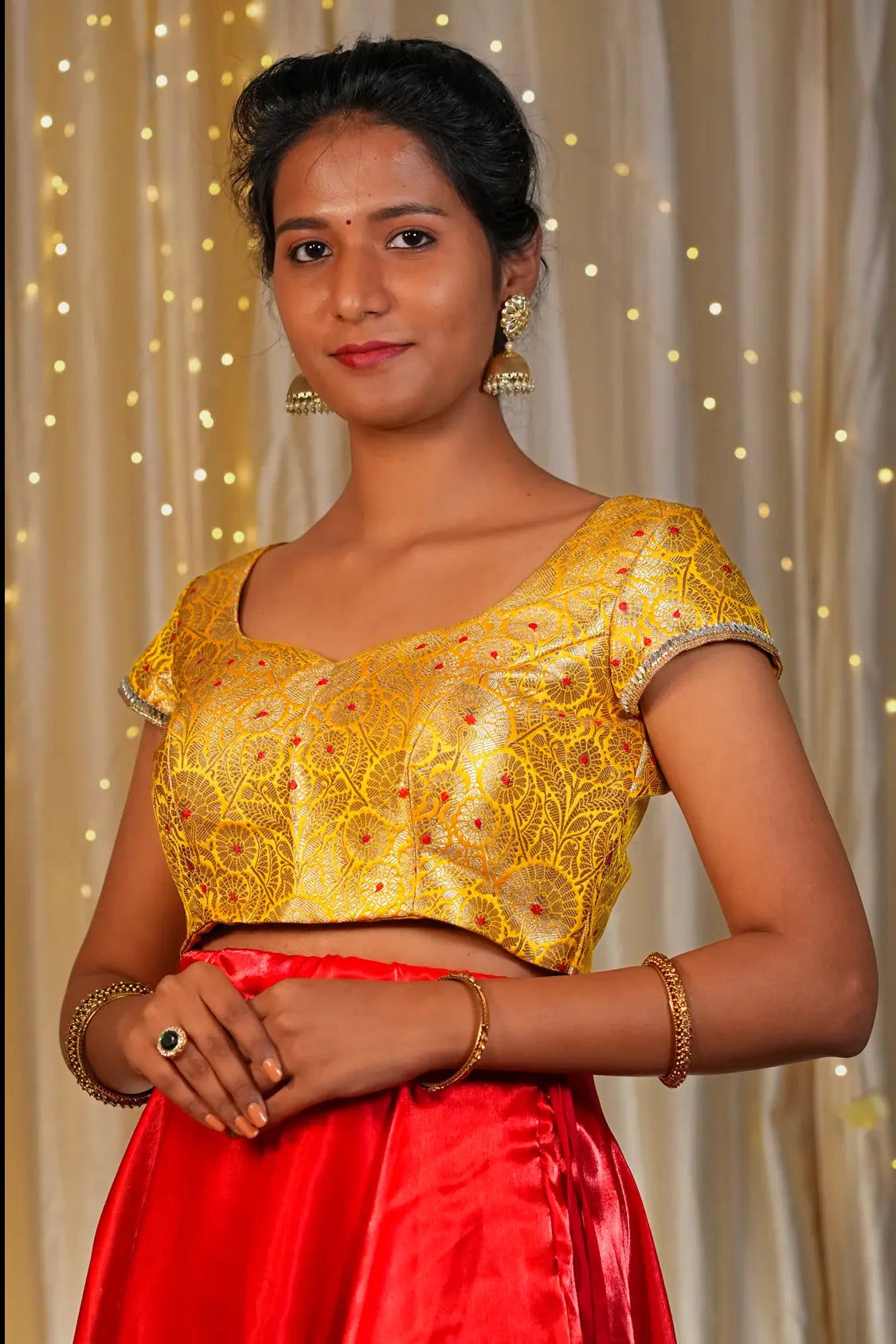 Golden Hour Banarasi Cap Sleeve Blouse