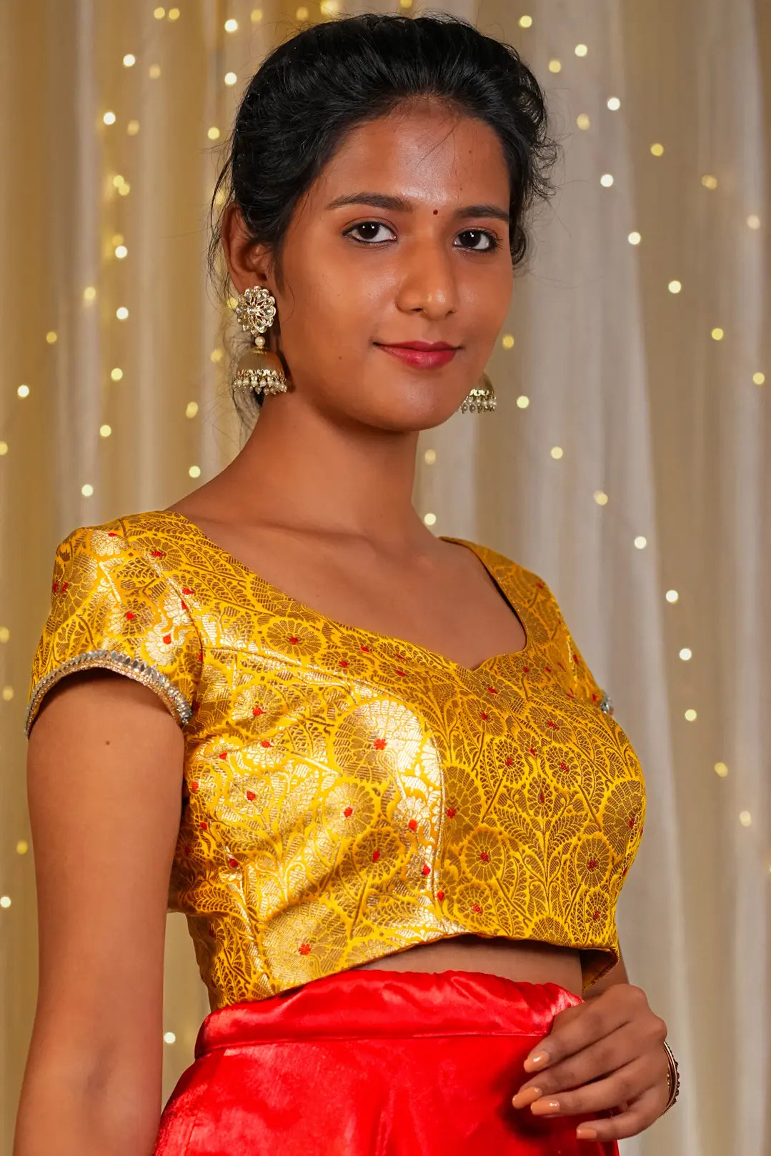 Golden Hour Banarasi Cap Sleeve Blouse