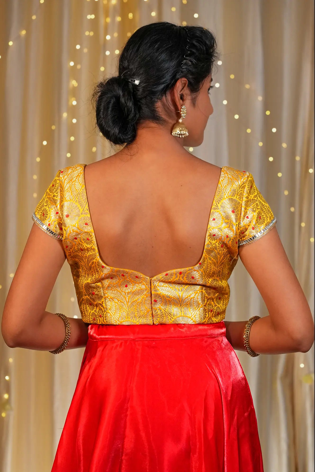 Golden Hour Banarasi Cap Sleeve Blouse