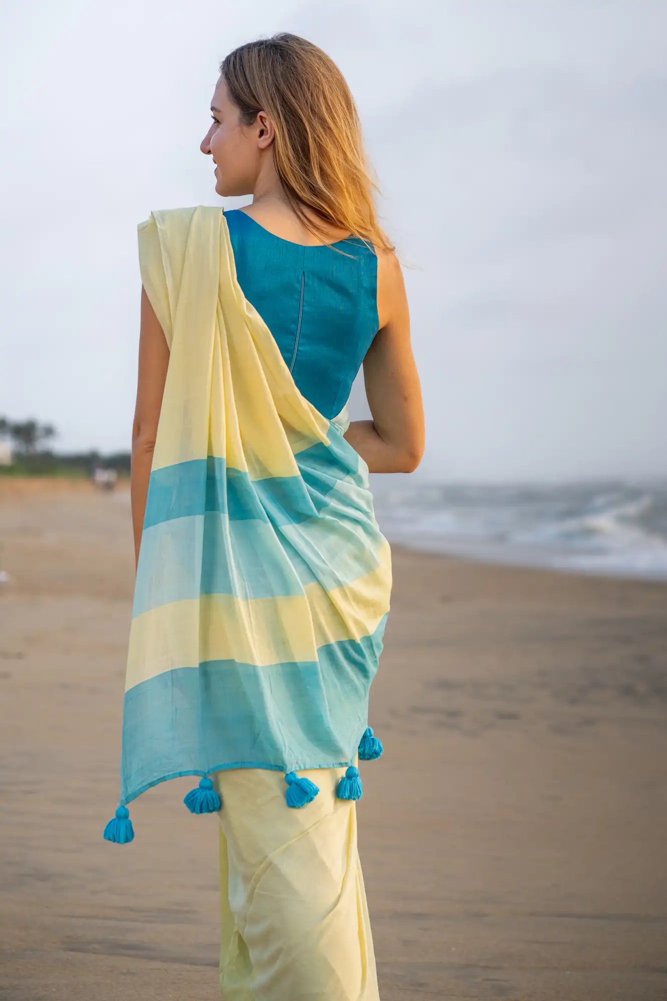 Floating Threads Stripe Saree | Bamboo Cotton | I Love Sarees - I Love ...