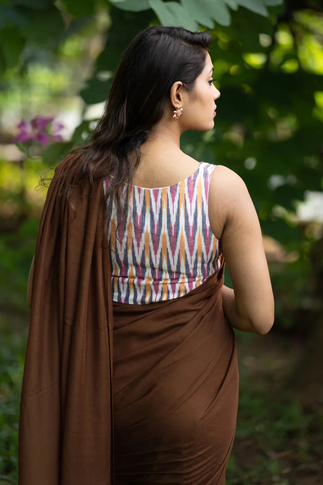 Feathery Soft Plain Brown handloom cotton Saree - I Love Sarees