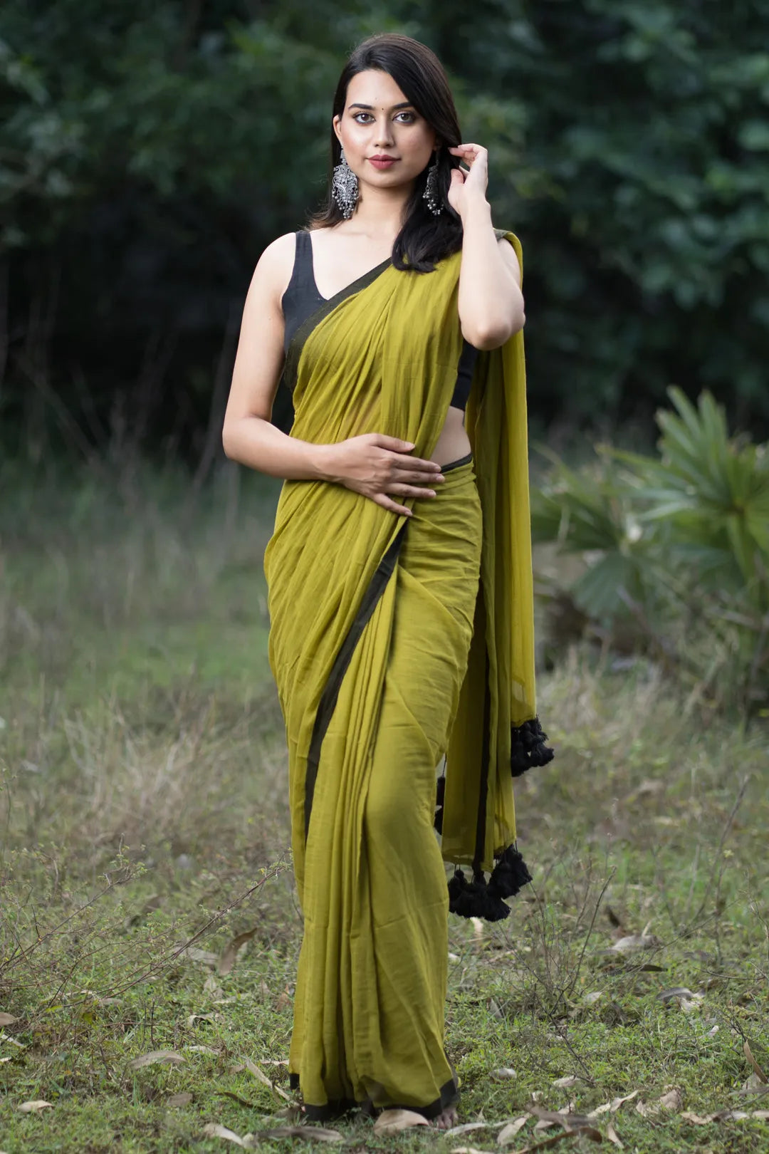 Georgette Embroidery Saree In Pista Green And Black Colour - SR5415025