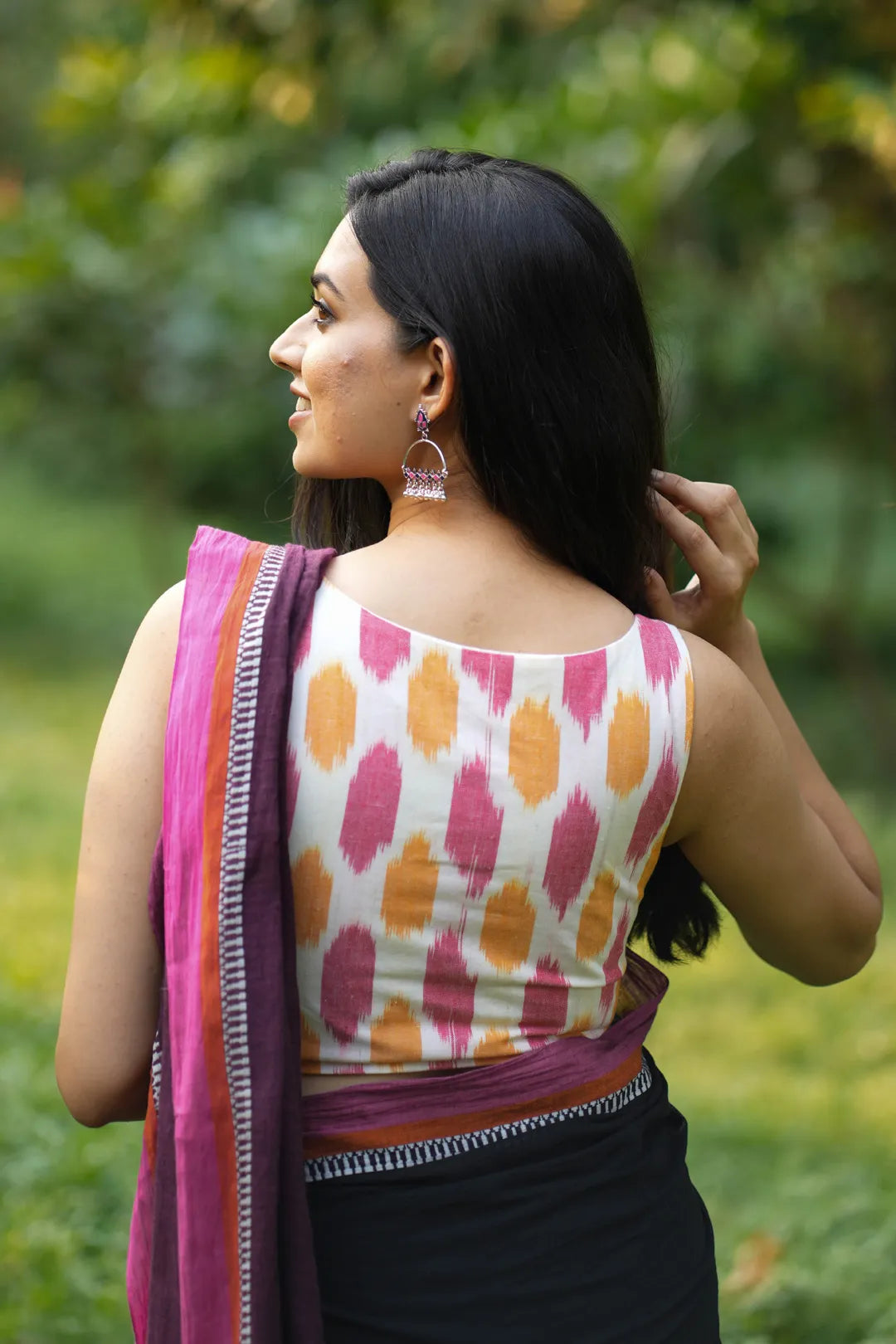 Multicoloured White Sleeveless blouse suitable for Sarees - I Love Sarees