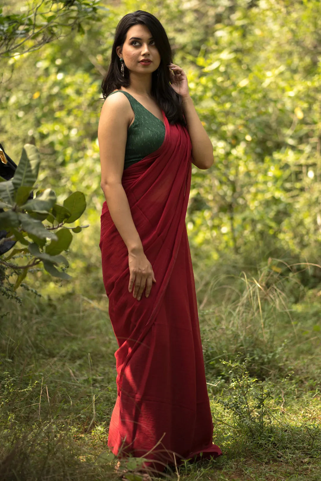 Plain Maroon colour Handloom Cotton Saree with tassels - I Love Sarees