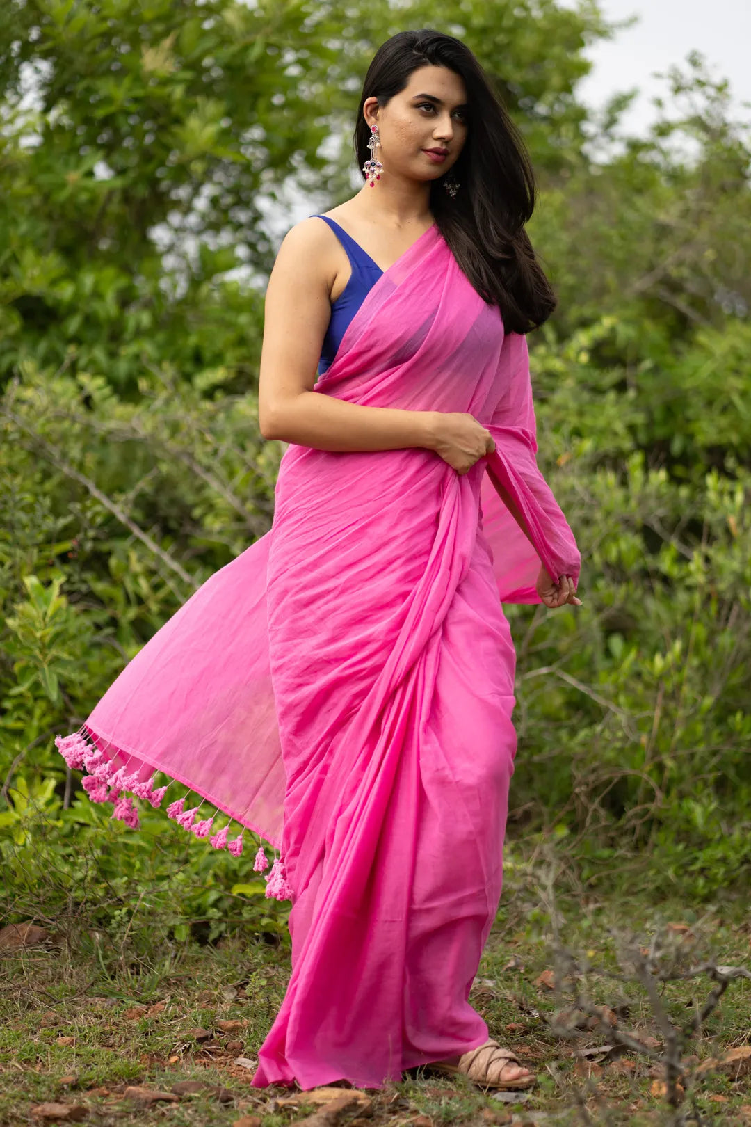 Light pink Plain saree - soft cotton handloom Saree - I Love Sarees