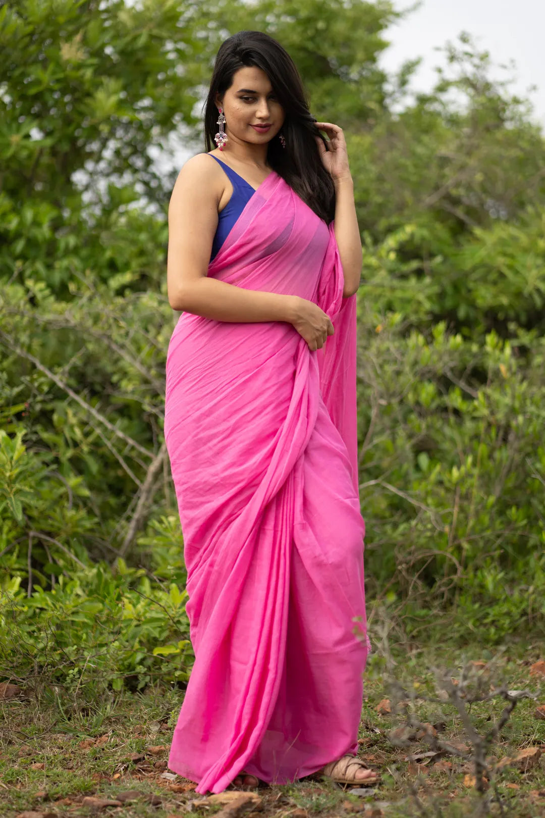 Light pink Plain saree - soft cotton handloom Saree - I Love Sarees