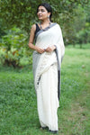 Winter Frost White Saree with Black Border